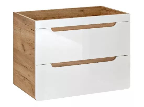 Meuble sous vasque suspendu coloris naturel et blanc - 80 cm - ARUBA