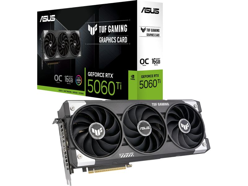 ASUS Grafikkarte TUF GeForce RTX 5060 TI 16 GB OC Edition Grafikkarte mit 16 GB GDDR7-Speicher ermöglicht Auflösungen bis zu 8k