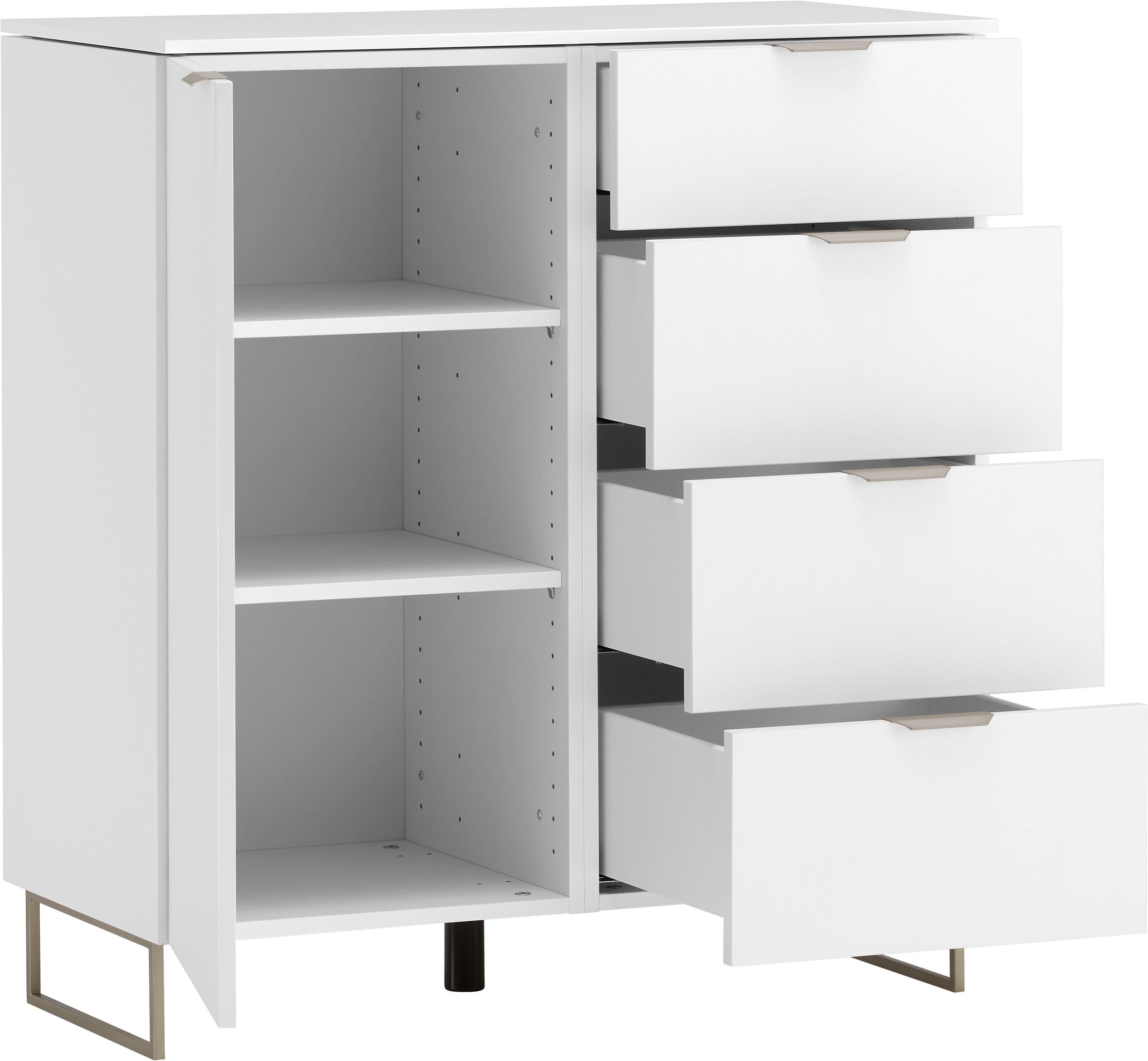 MODUL Kommode - Weiss / B: 90.0 cm x T: 43.0 cm x H: 98.0 cm