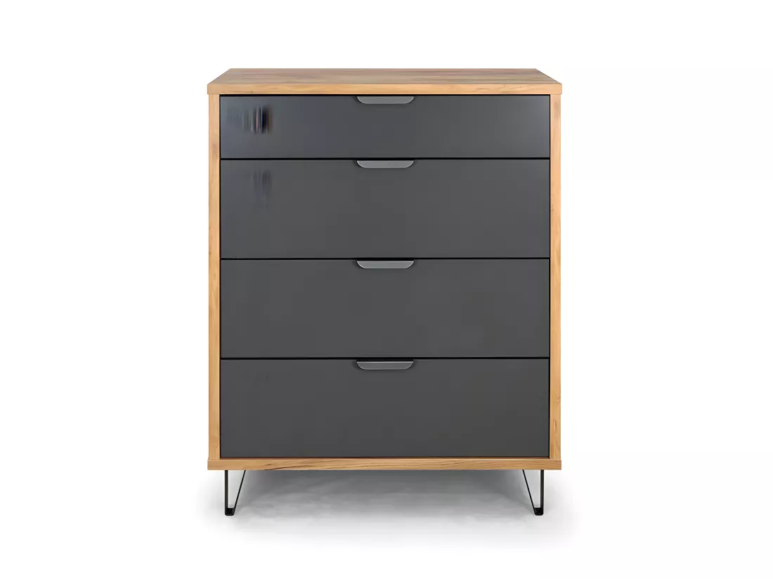 Commode 4 tiroirs naturel et gris Harry