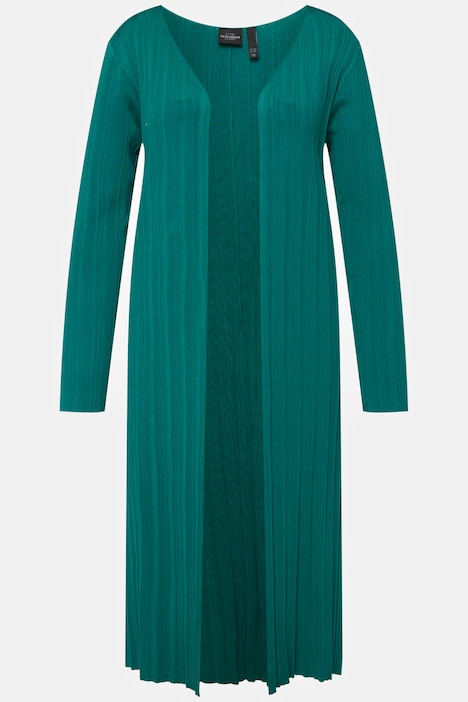 Strickjacke, Feinripp, offene Form, V-Ausschnitt