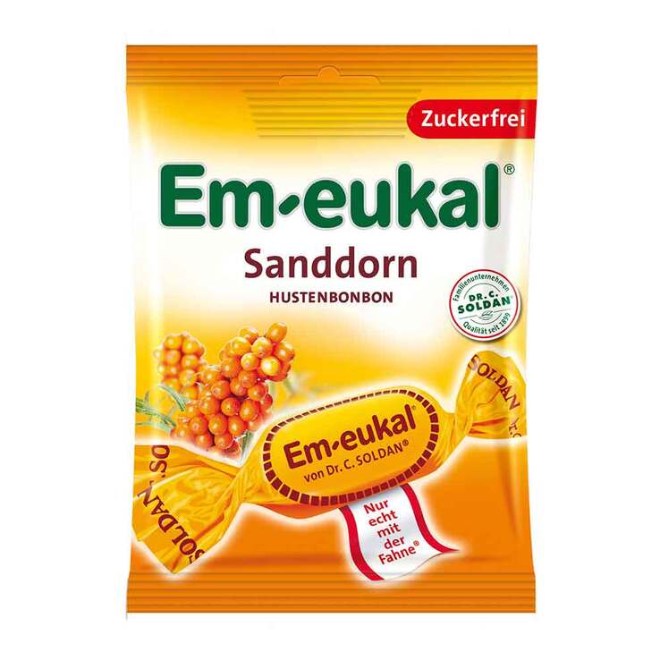 Em-eukal Hustenbonbons Sanddorn zuckerfrei, 75 g