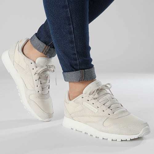 Baskets Femme Classic Leather 100034446 Alabaster Gold Metallic Chalk
