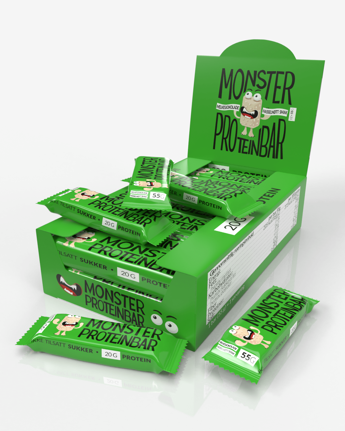 Monster Premium Proteinbar - Hazelnut Nougat - 12x55g