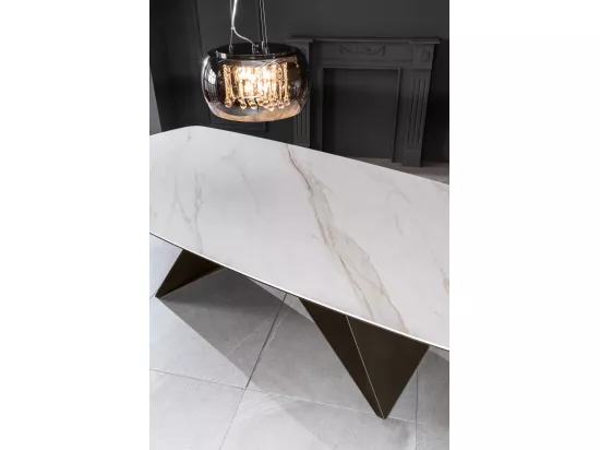 Thanos Table Fixe (220 x 110 cm) en Céramique Marron