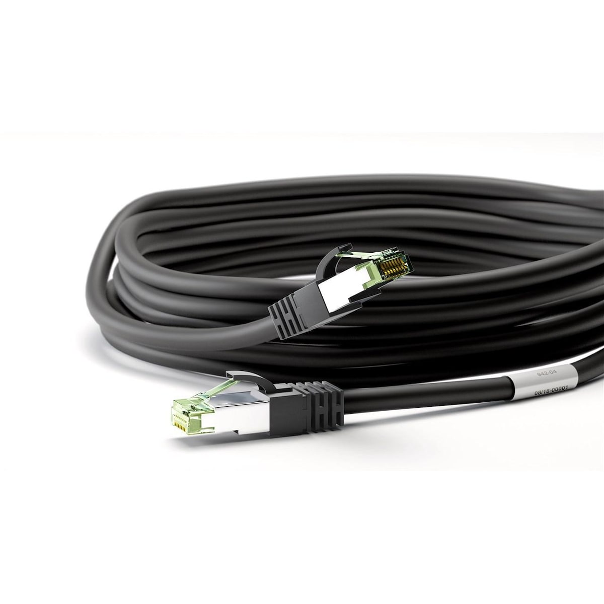 Goobay RJ45 (CAT 6A, 500 MHz) patchledning med CAT 8.1 S/FTP råkabel, svart