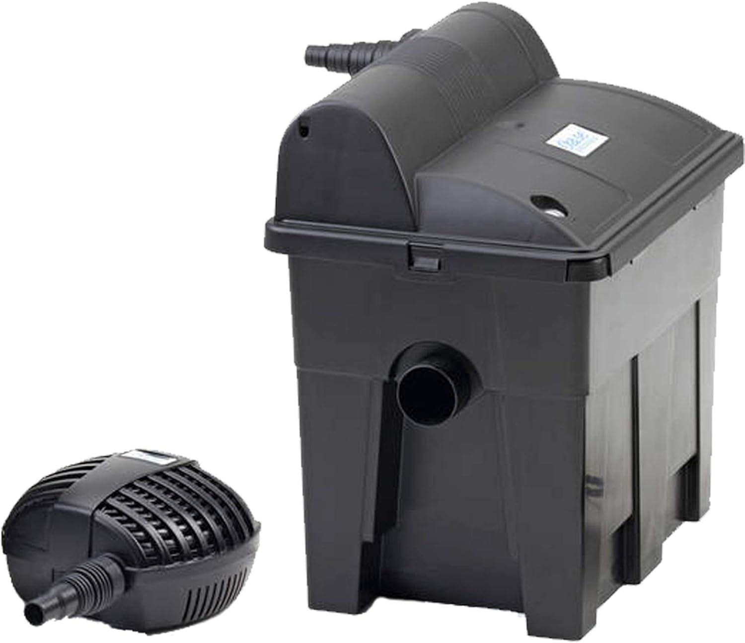 OASE 50449 Durchlauffilter BioSmart Set 7000 geeignet für Teiche bis 7 m³, Filtersystem, Filterkomplettset inkl Filtermaterial, Teichpumpe und UVC Klärer, Black