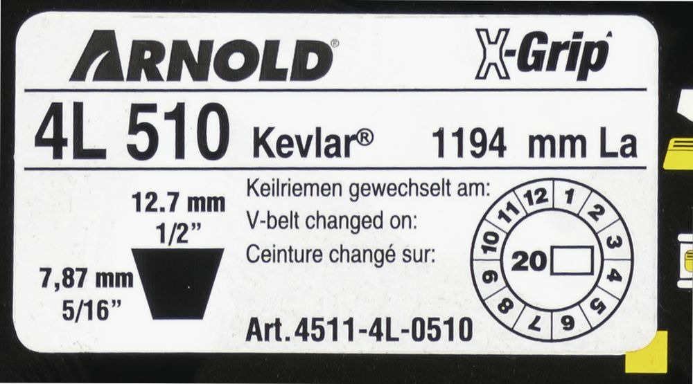 Courroie trapézoïdale x-grip v de type 4l510
