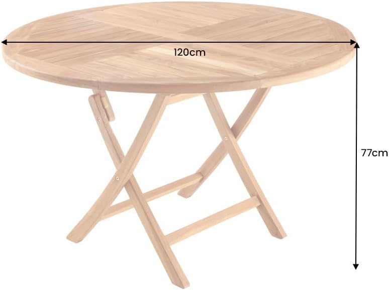 Riess Ambiente Massiver Gartentisch Empire Teak Ø120cm Natur Teakholz Terrassentisch Balkontisch Holztisch Esstisch 4-8 Sitzplätze Outdoor-Tisch Tisch