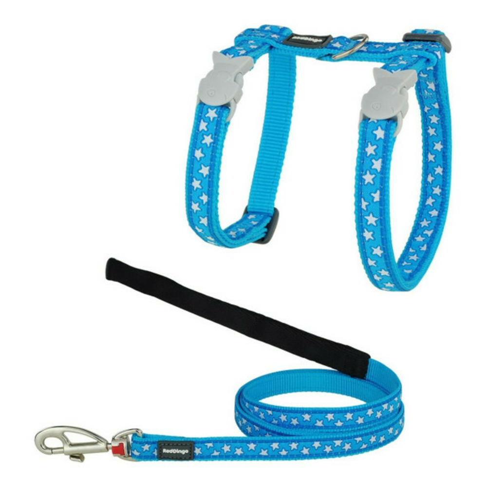 Harnais pour chat style turquoise étoile blanc sangle