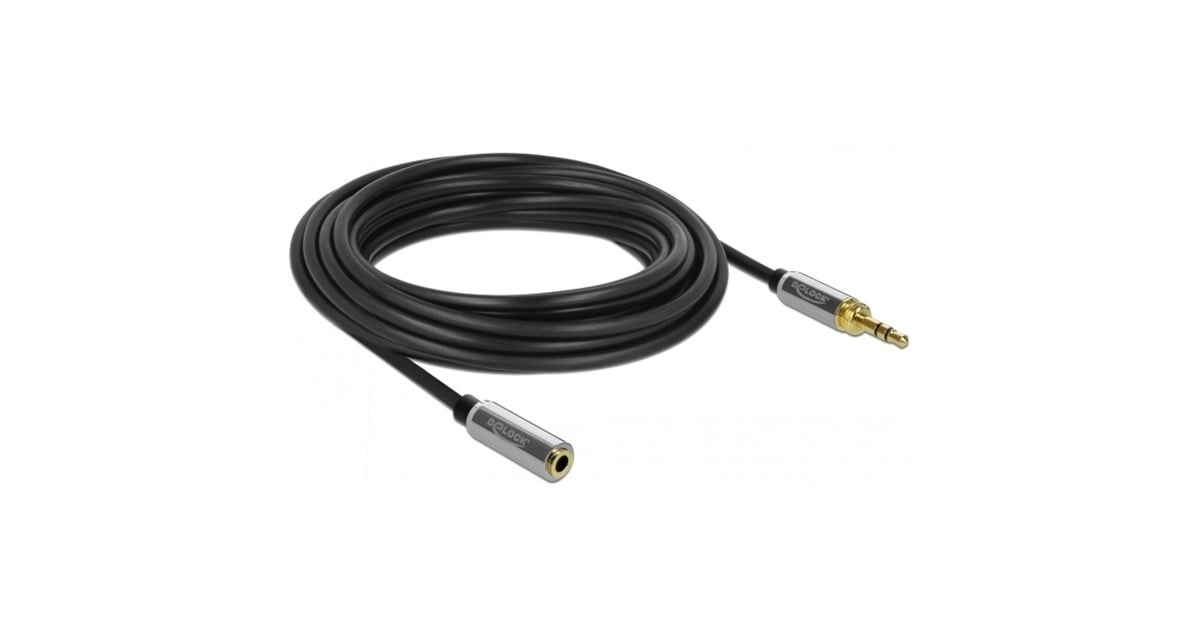 DeLOCKStereo Jack 3,5 mm 3-Pin male > female verlengkabel  (Zwart, 5 meter)