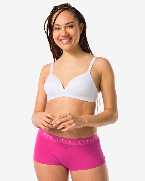 boxer femme taille haute en coton rose vif