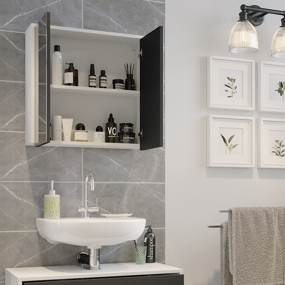 Vicco Spiegelschrank Maltin Weiß Anthrazit 60 x 60 cm Badezimmer