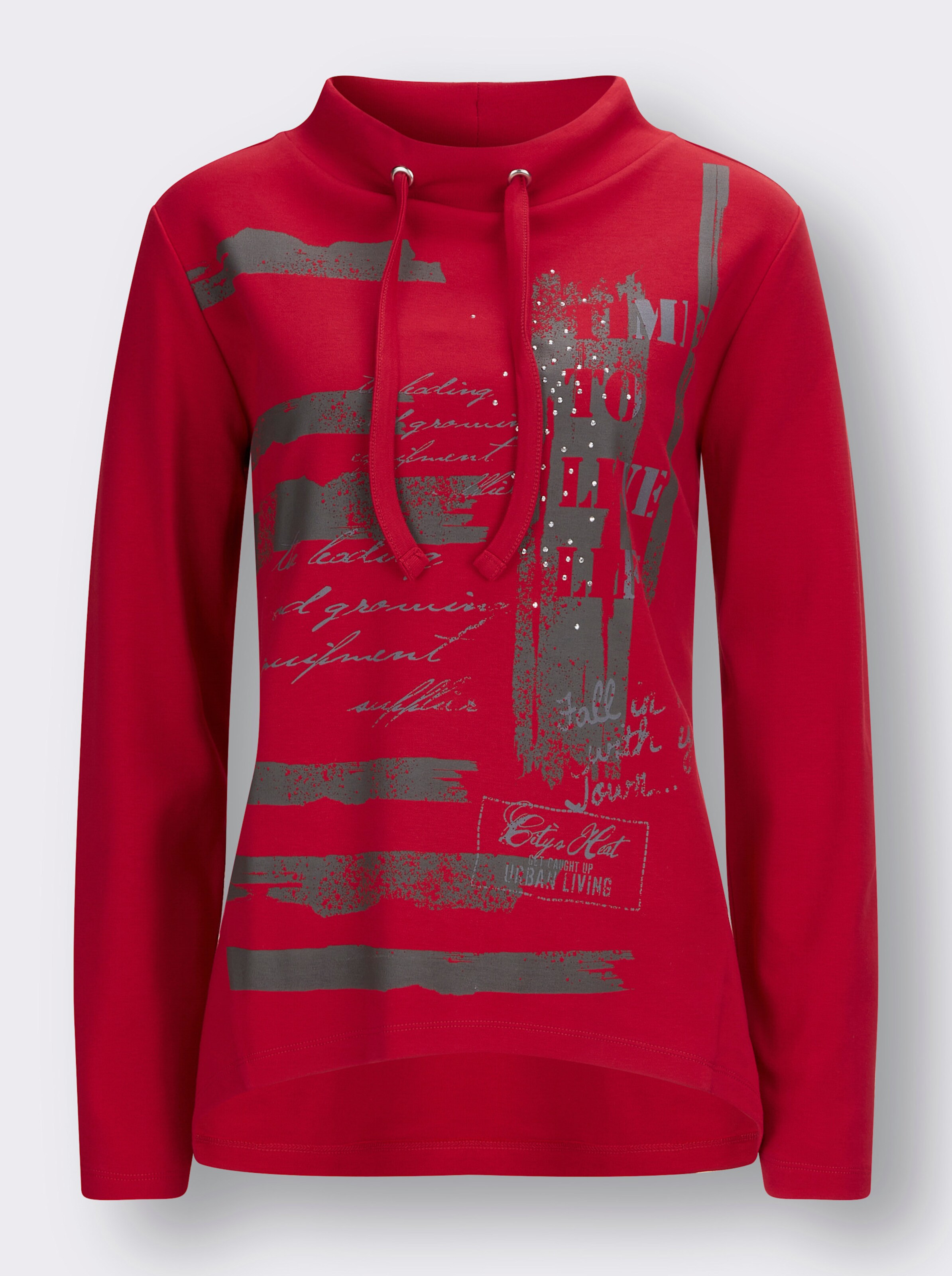 Sweatshirt mit Glitzersteinchen im Vorderteil