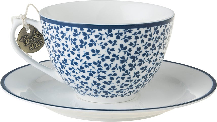 Laura Ashley kop en schotel Floris blauw 0,26 L