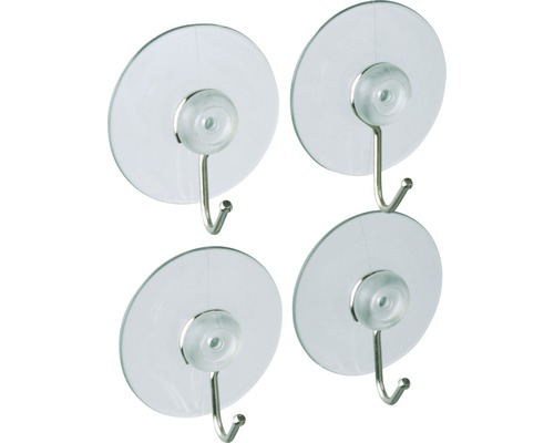 Zuighaken nikkel transparant 4 stuks