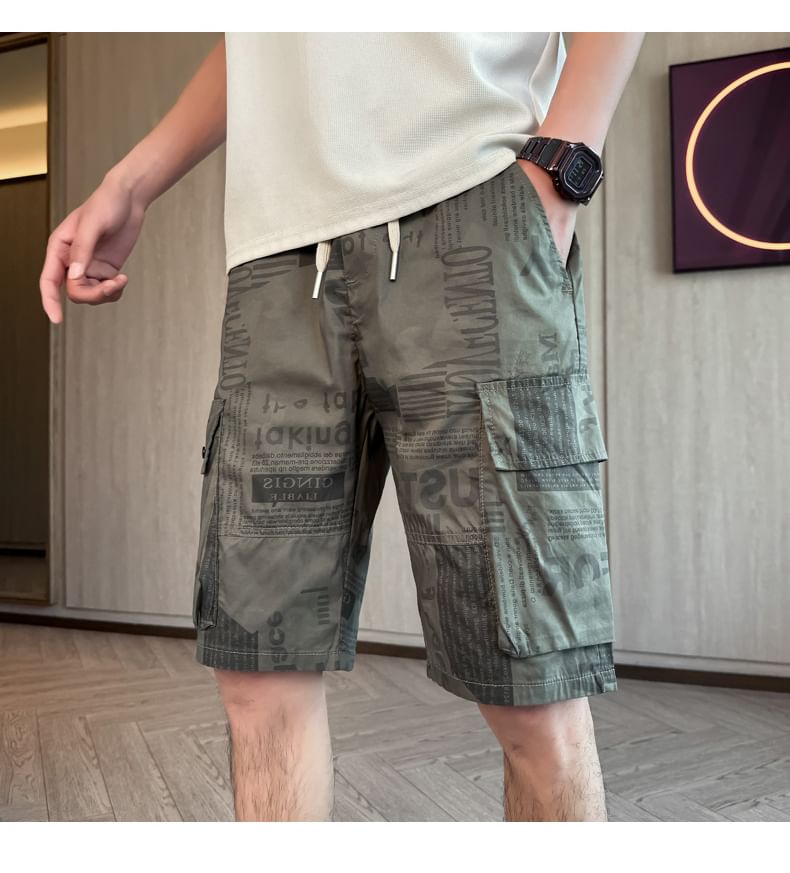 Andrei - Cargoshorts met trekkoord en letters