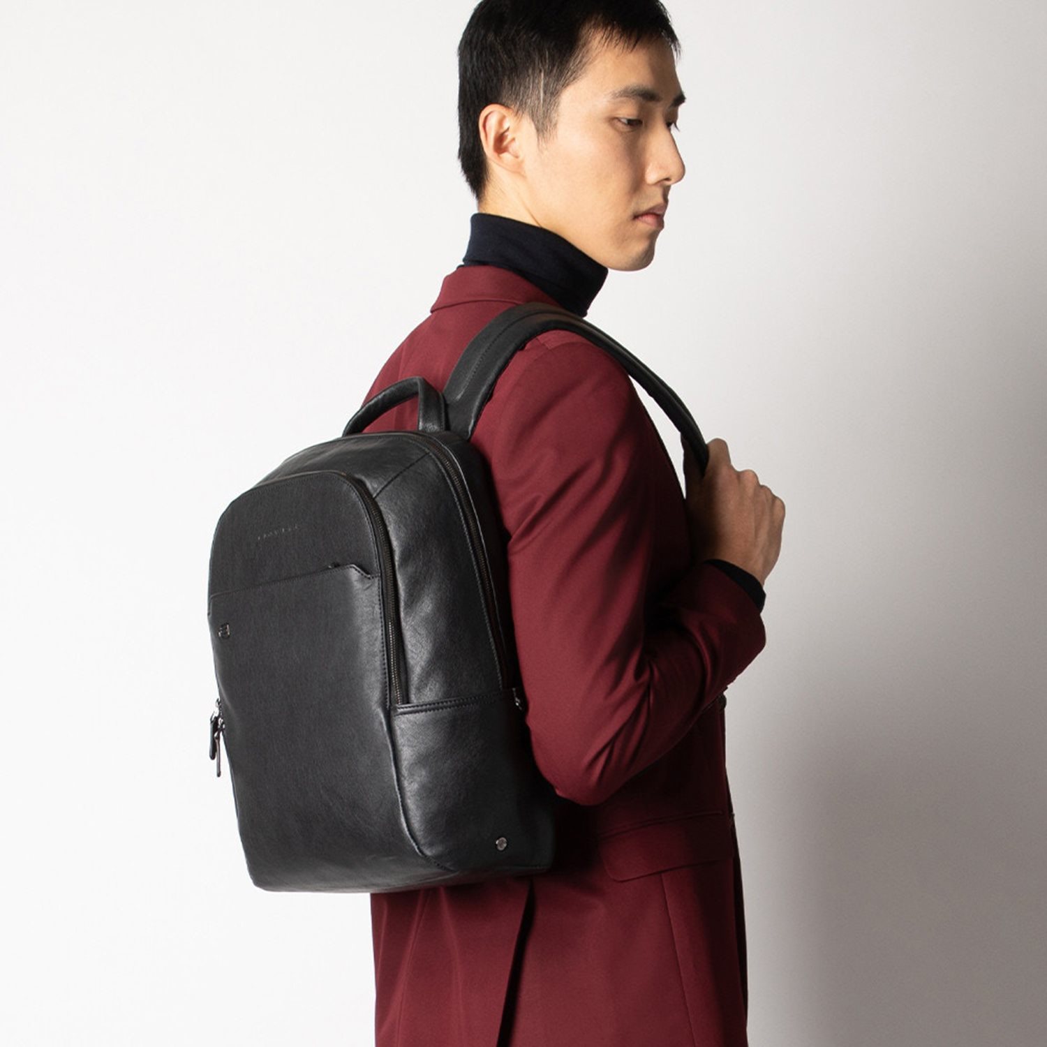 Piquadro Black Square Computer Backpack with iPad Compartment black II