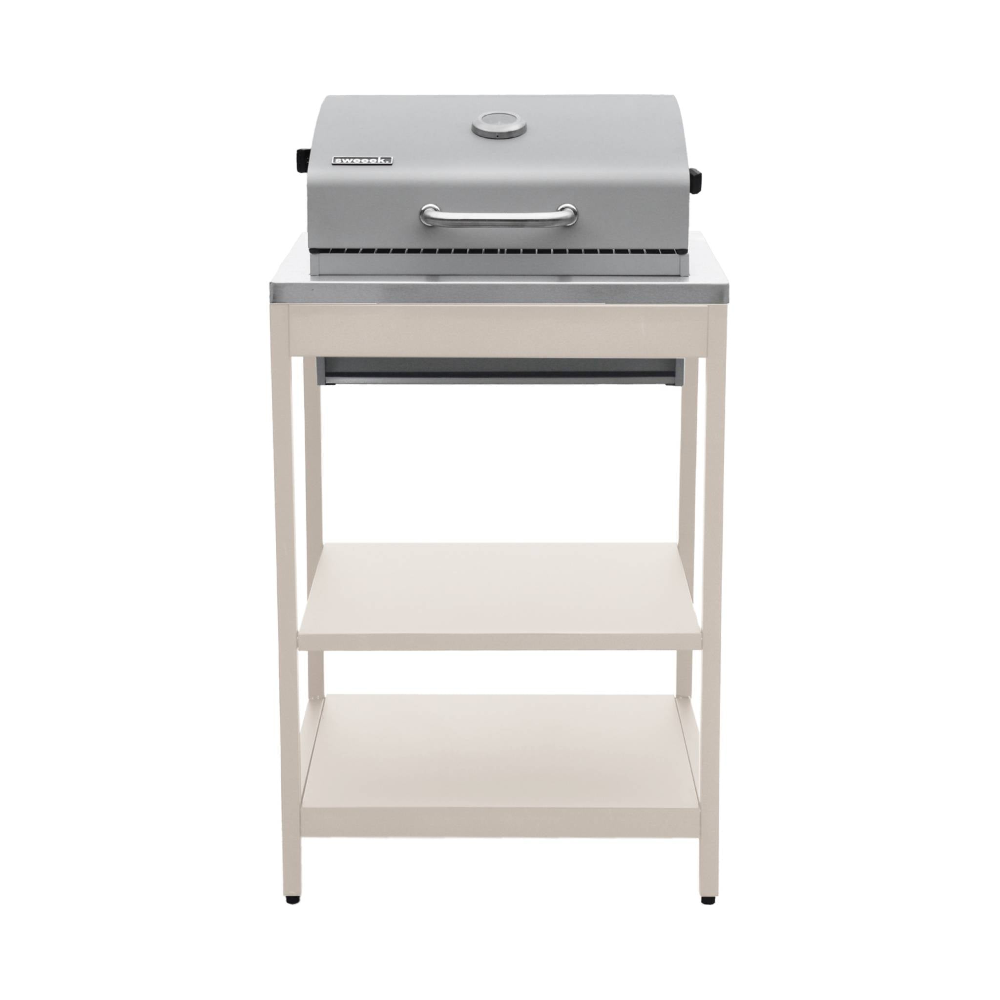 sweeek - Buitenkeuken 2 modules met houtskoolbarbecue en gootsteen