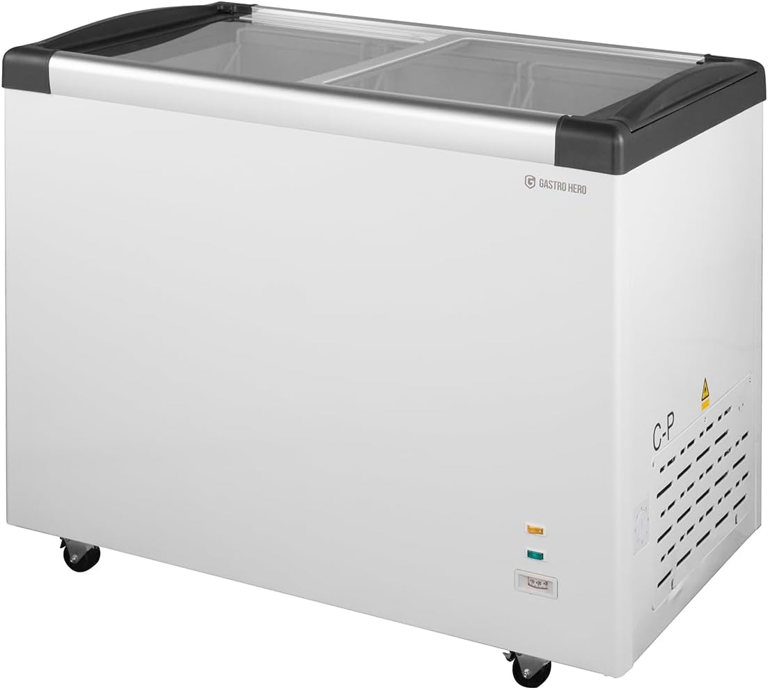 Gefriertruhe ECO 350 I Tiefkühltruhe groß 273L I Kühltruhe abschließbar I Gefriergerät mit Glasschiebedeckel I -18°C bis -22°C