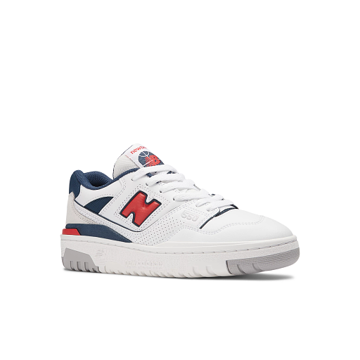 New Balance 550 Kids Sneakers, White/True Red, 32