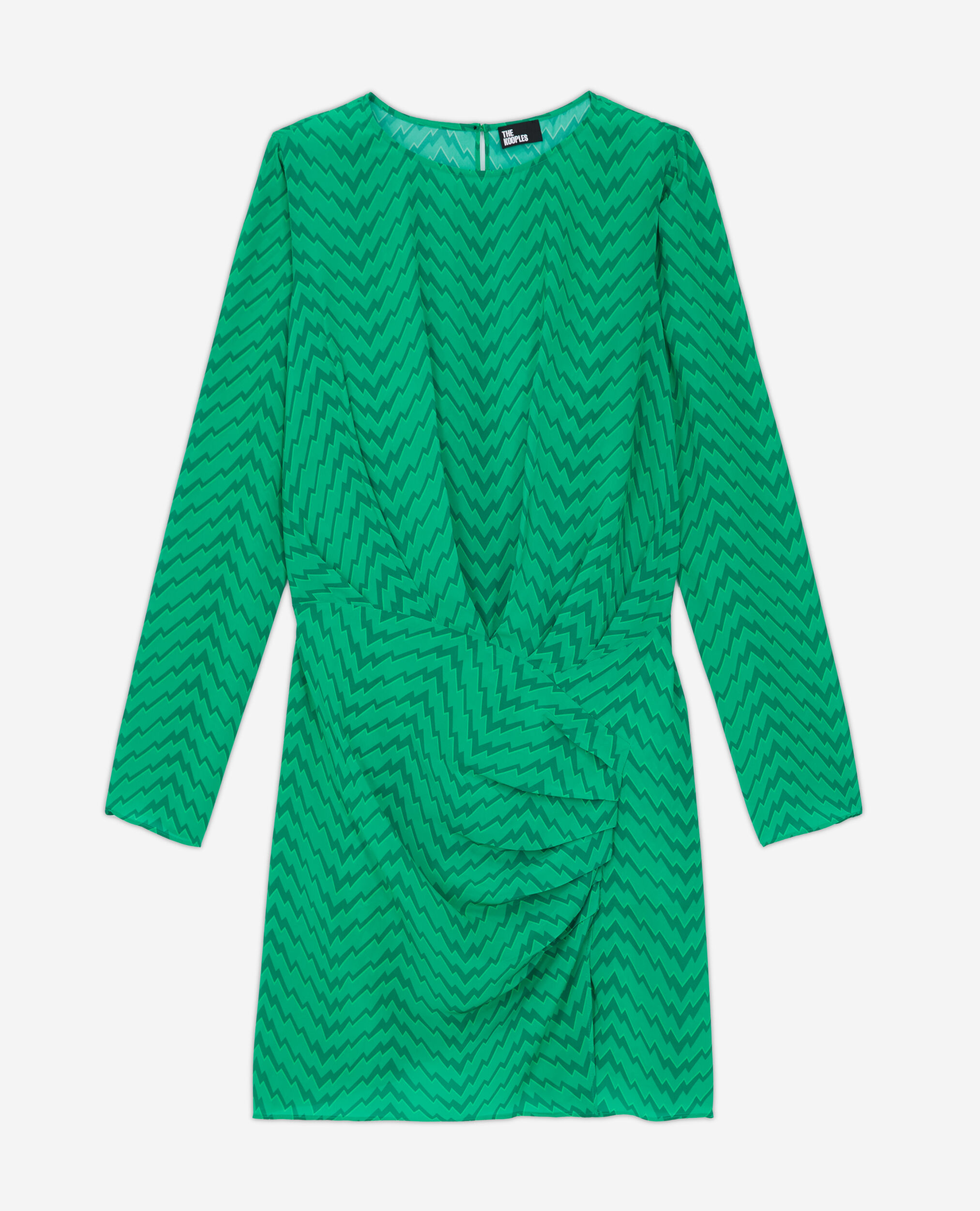Robe courte imprimée zigzag verte