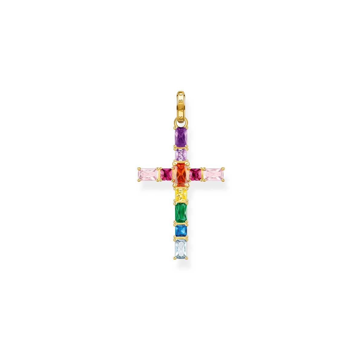 Pendentif THOMAS SABO croix argent doré spinelles et zirconias de couleur