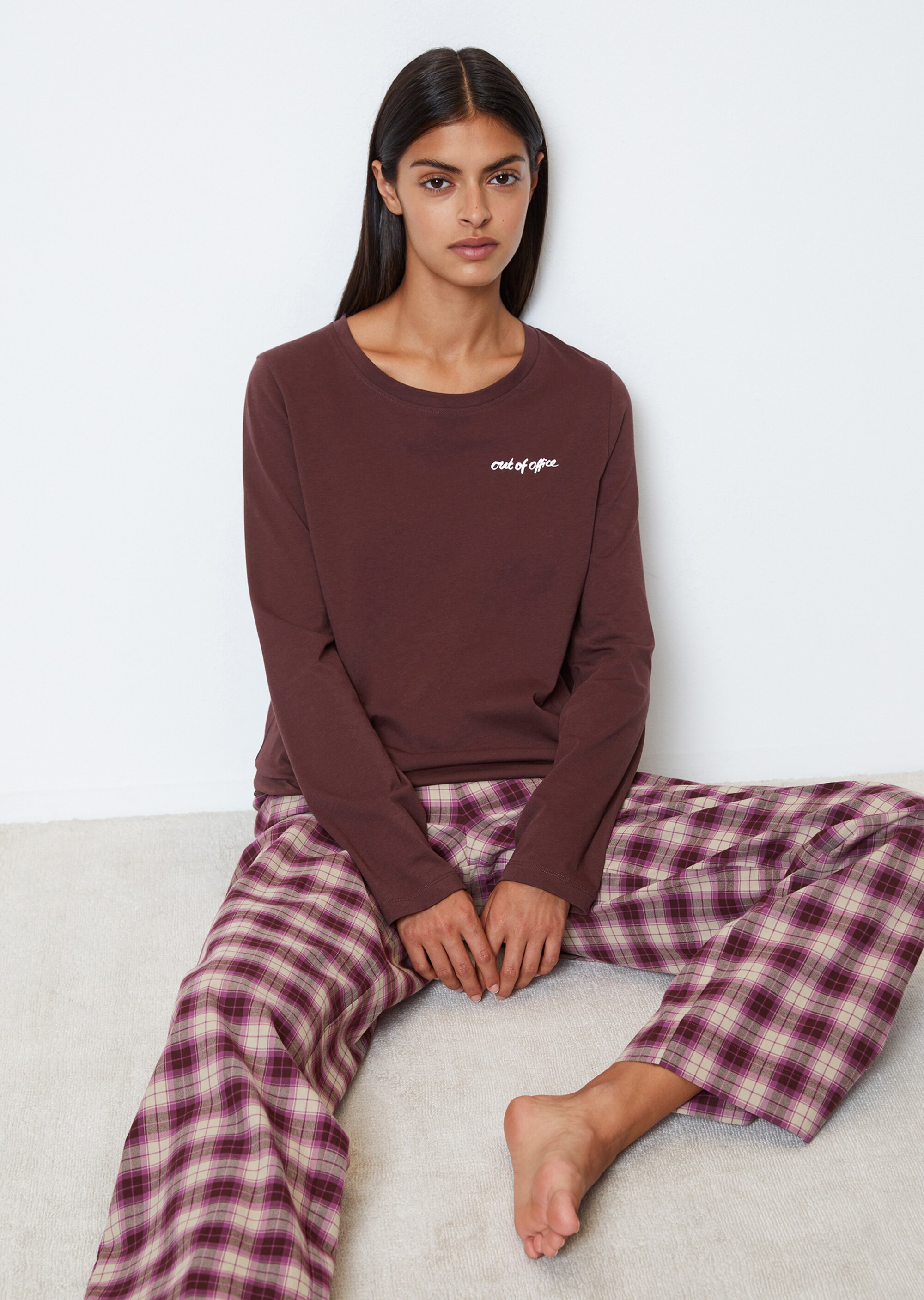 Langarm-Lounge-Shirt aus Bio-Baumwoll-Jersey