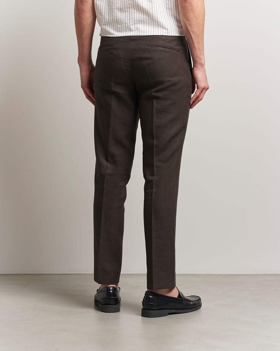 Oscar Jacobson Dandy Linen Trousers Brown
