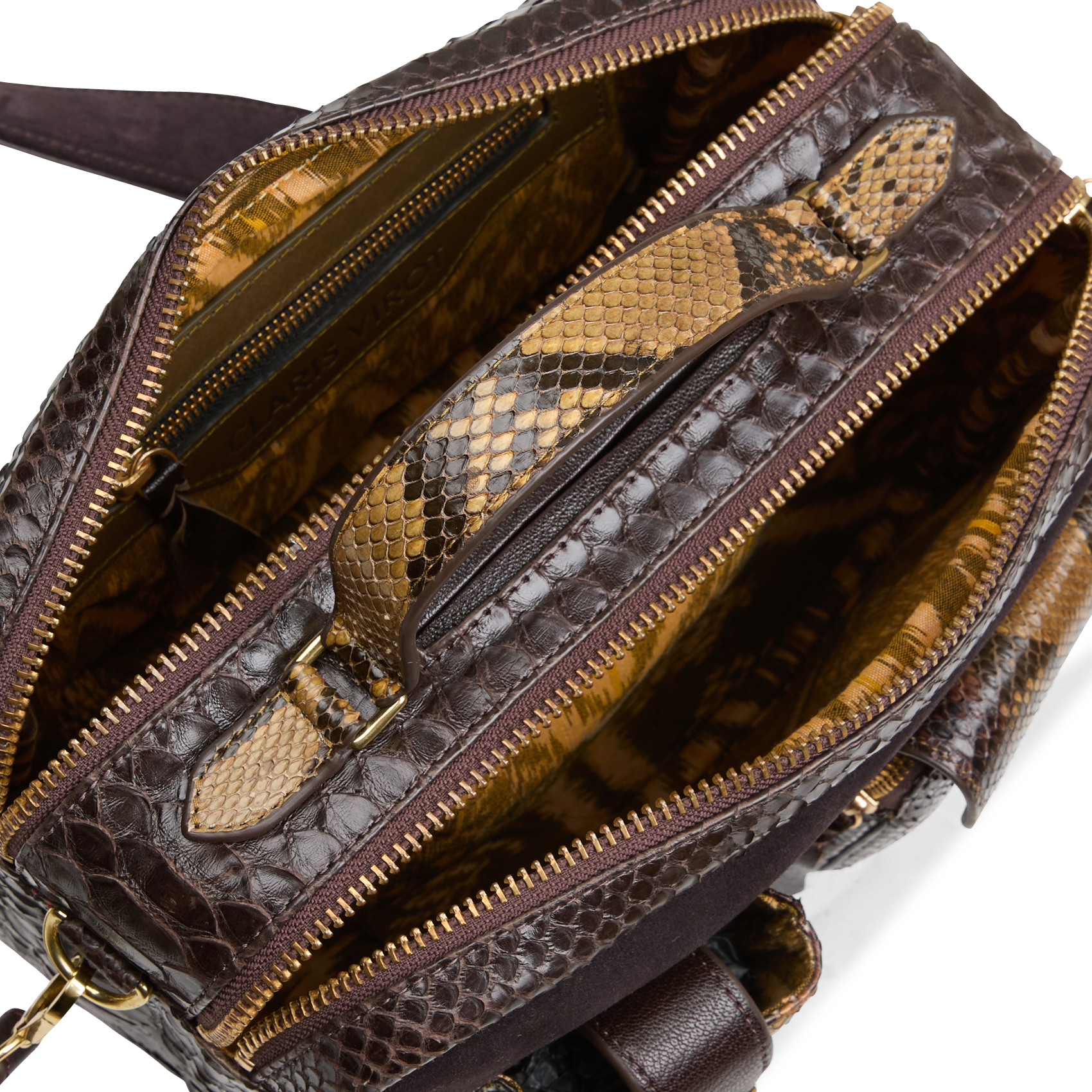 CESAR - Sac bandoulière en cuir de python | Marron