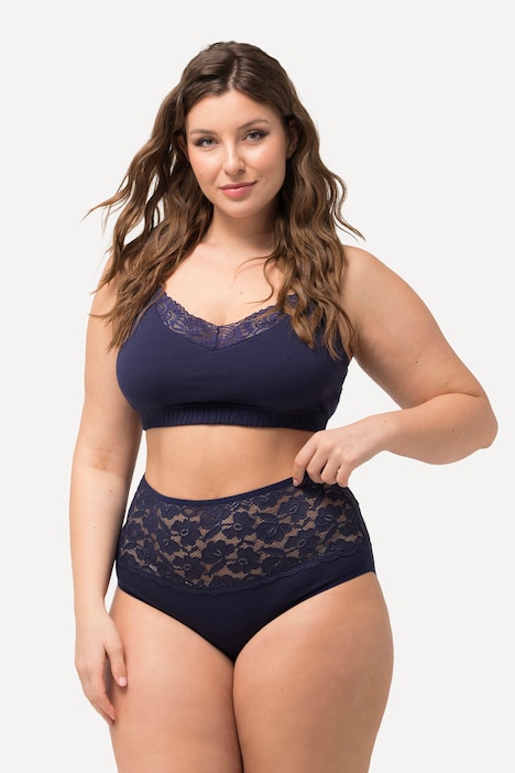 Maxislips, 2er-Pack, High Waist, Spitzenbund