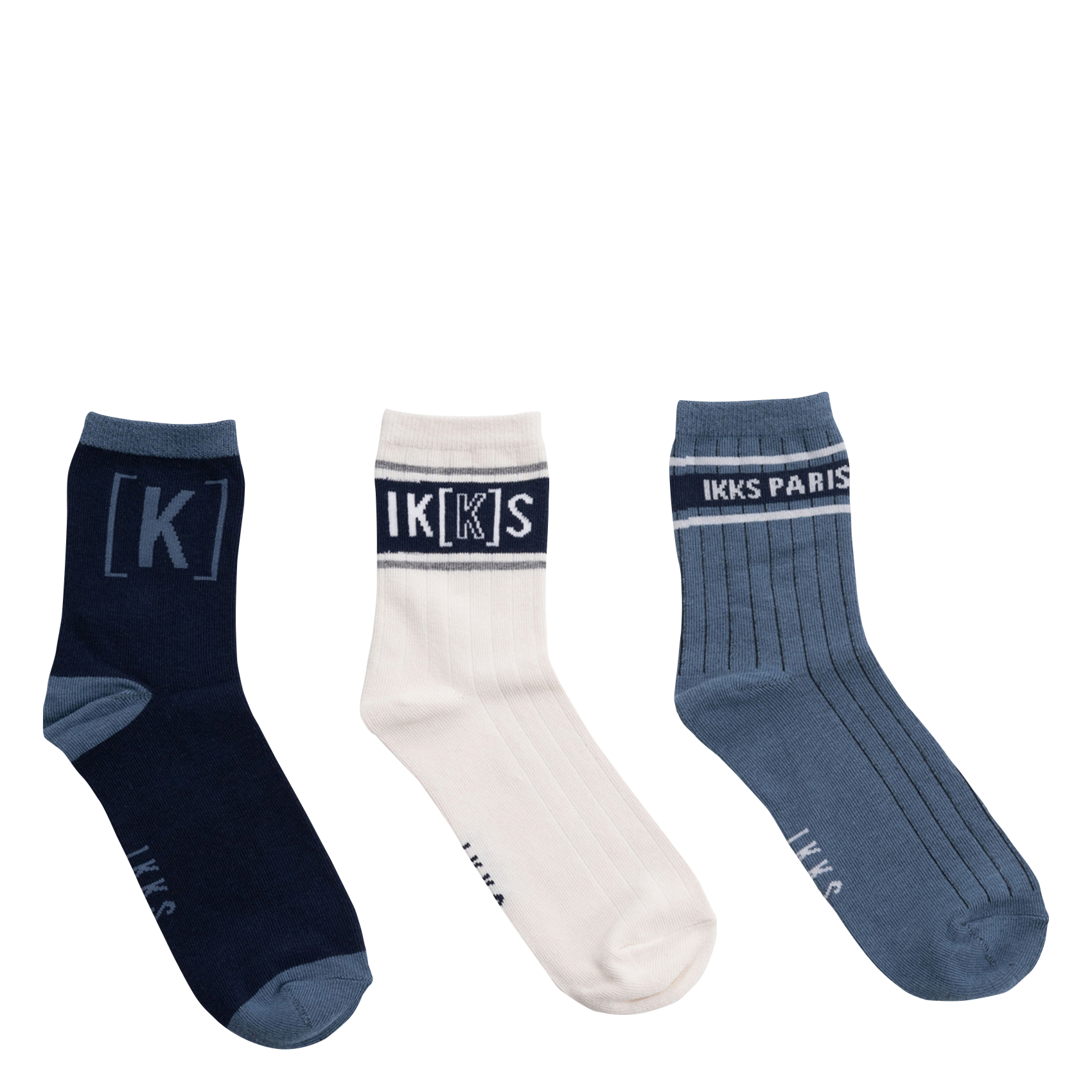 Lot de trois paires de chaussettes en coton mélangé | Bleu