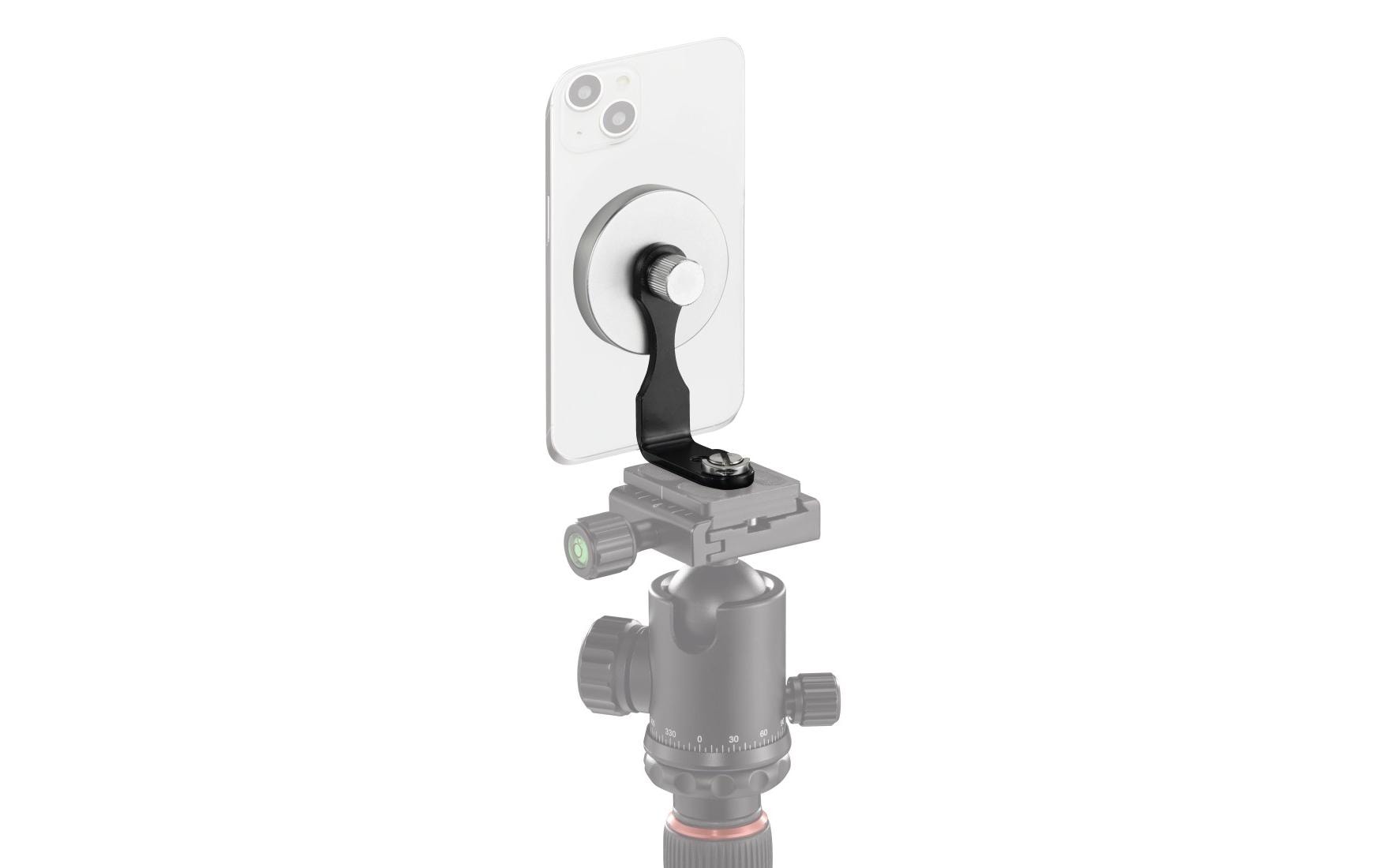Halterung Handy «Puck» magnetisch, universalKompakter Magnet-Halter zur sicheren Befestigung eines Smartphones an Kamerastative und ¼“-Anschlüsse