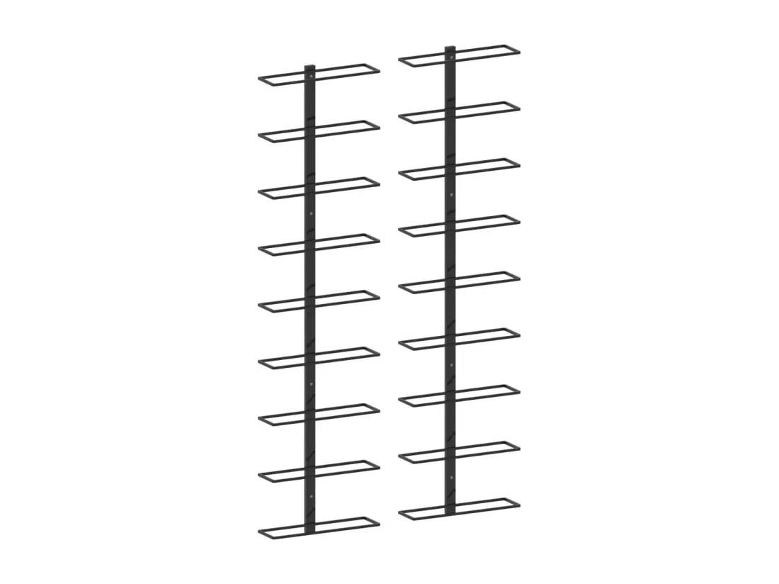 Casiers à bouteilles muraux pour 18 bouteilles 2 pcs Noir Fer