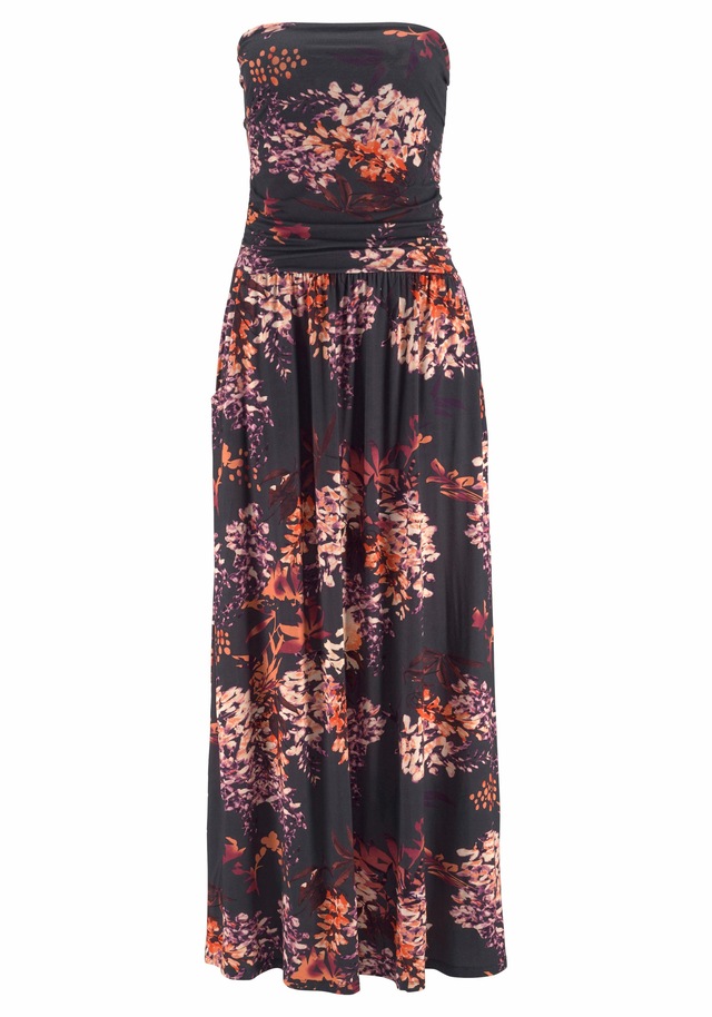 LASCANA Maxikleid Eingrifftaschen mit Floralprint und Taschen, sommerliches Bandeaukleid, Strandkleid