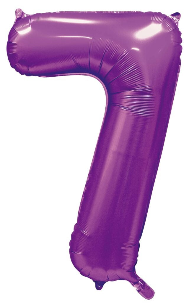 Paarse Cijfer Ballon 7 Jaar Glans 86cm
