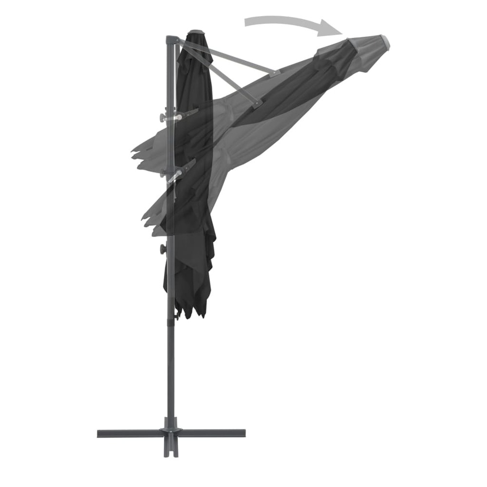 Parasol meuble de jardin en porte-à-faux avec mât en acier 250 x 250 cm anthracite