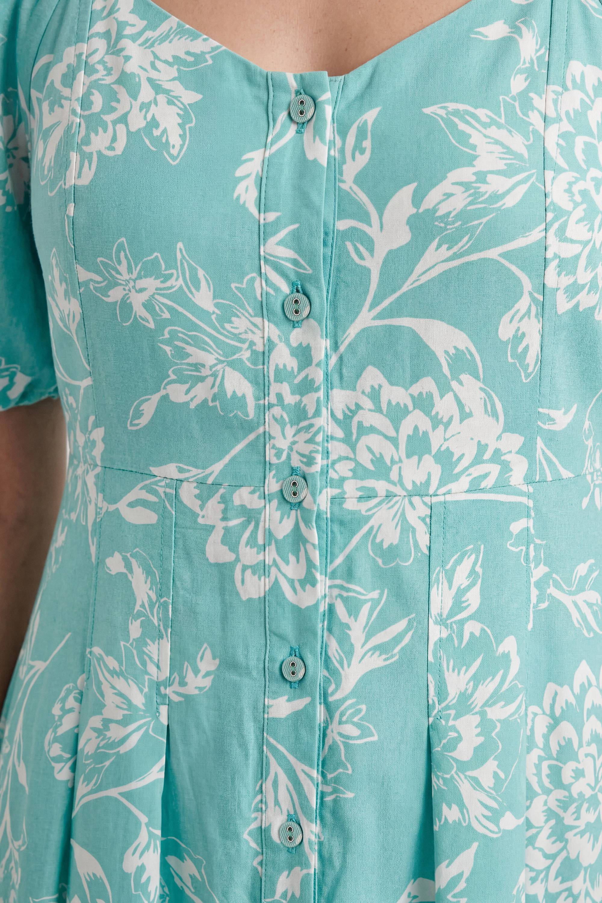 Wallis Robe Midi Boutonnée En Twill Ottoman Fleuri Petite Taille