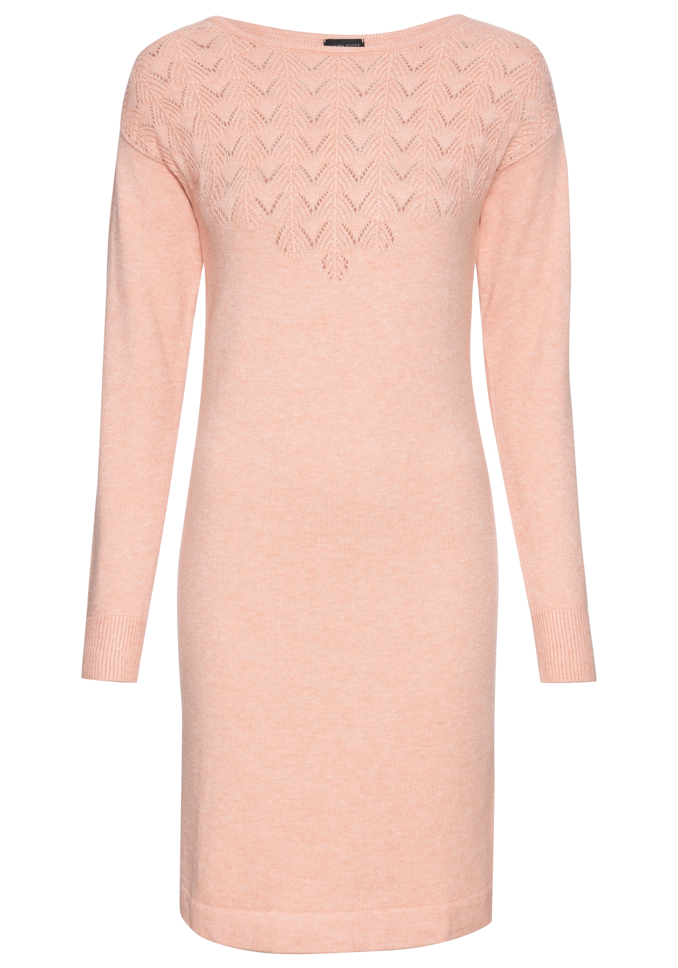 Laura Scott Strickkleid mit Ajourdetails und schönem Rundhalsausschnitt