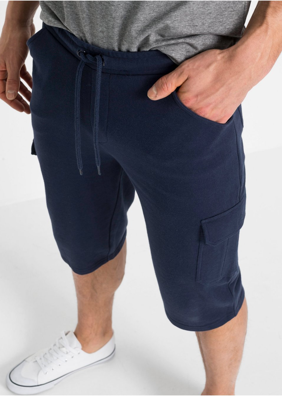 Bermuda sweat long avec poches cargo, Regular Fit