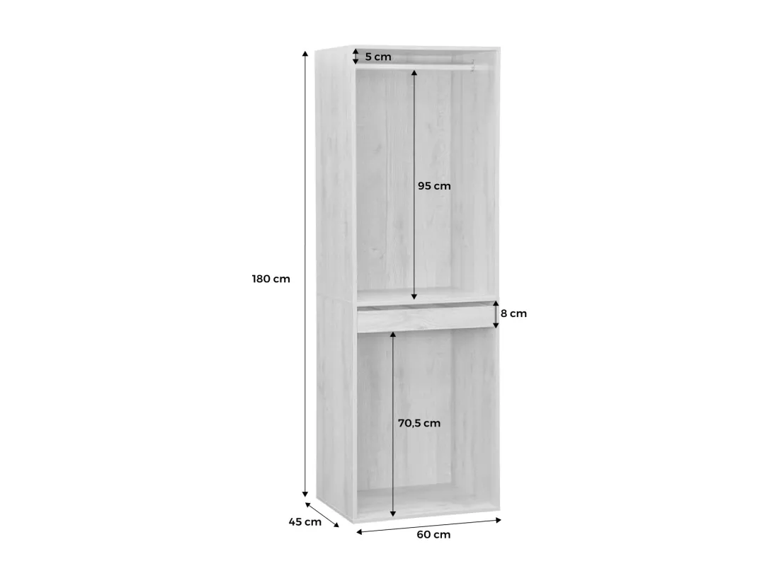 Module dressing avec penderie et porte-pantalons. blanc. panneaux stratifiés