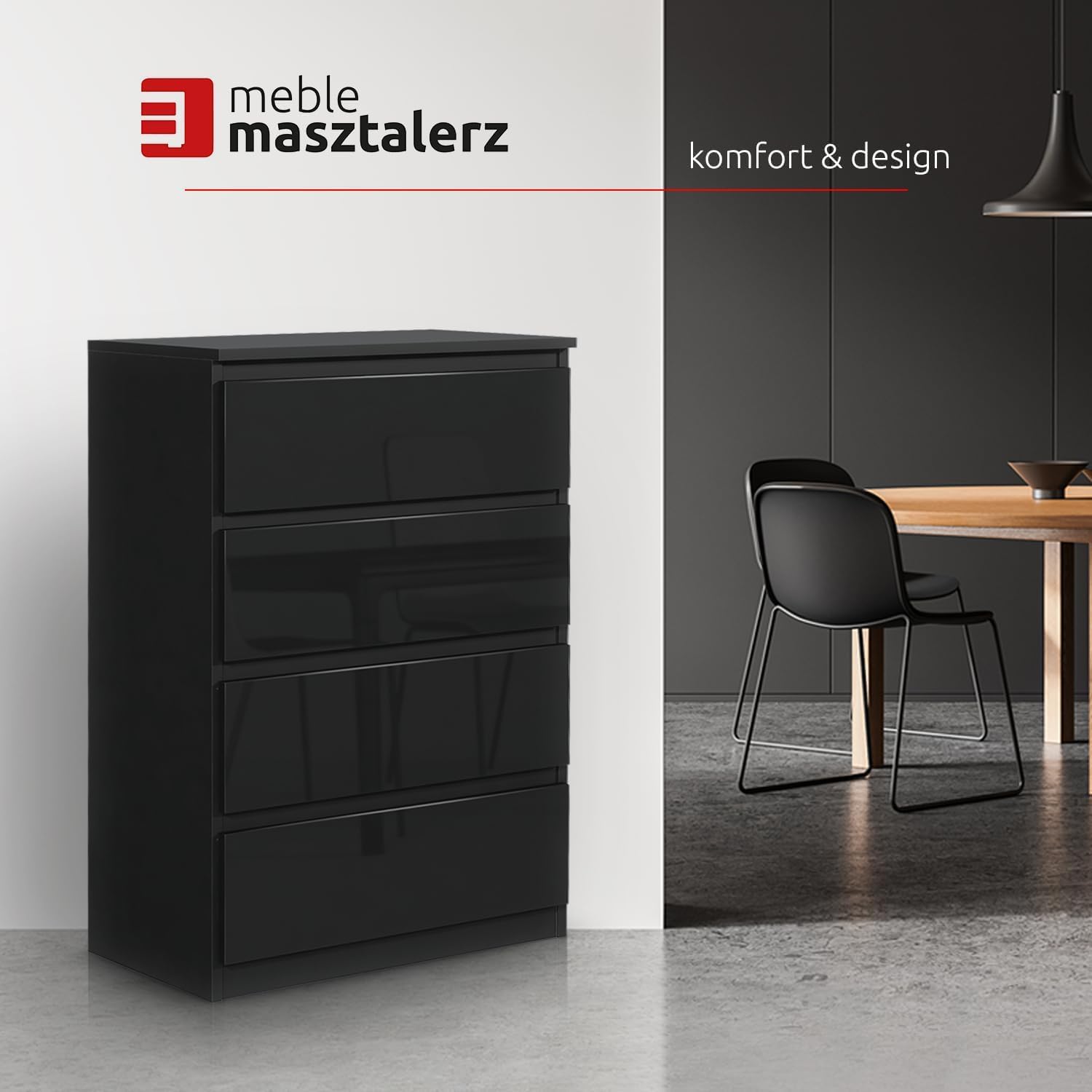 meble masztalerz Kommode 120 cm Breit - Modernes Sideboard - Schrank mit 8 Schubladen - Schubladenschrank - Kommodenschrank für Wohnzimmer, Flur, Schlafzimmer - Anthrazit 120x101,5x39 cm