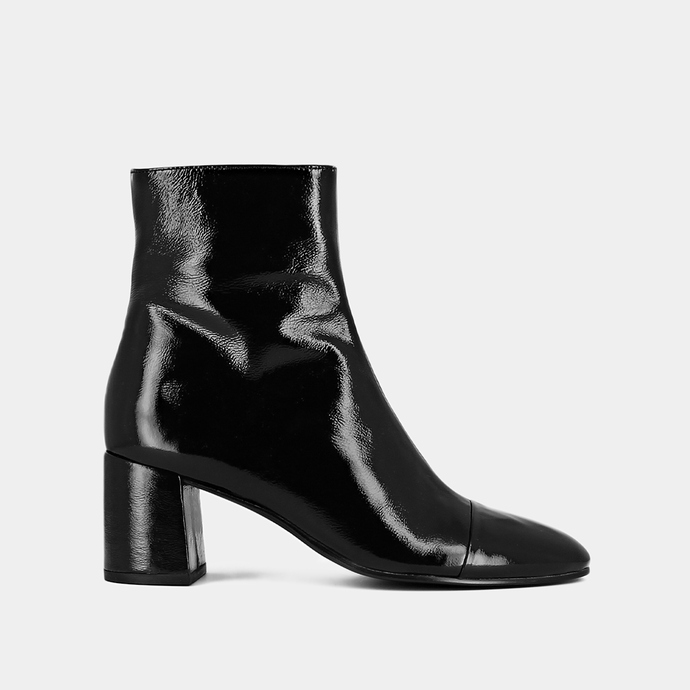 Bottines à talons  en vernis plissé noir