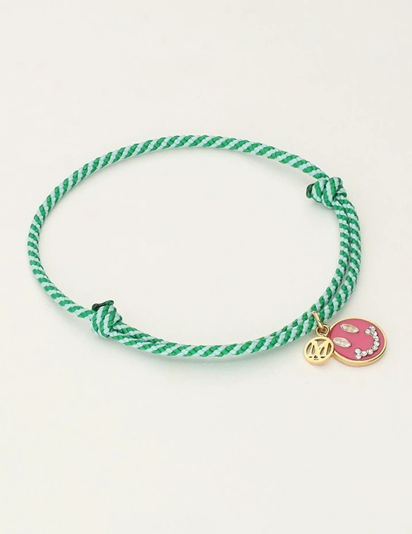 My Jewellery Armband cord green smiley MJ10200