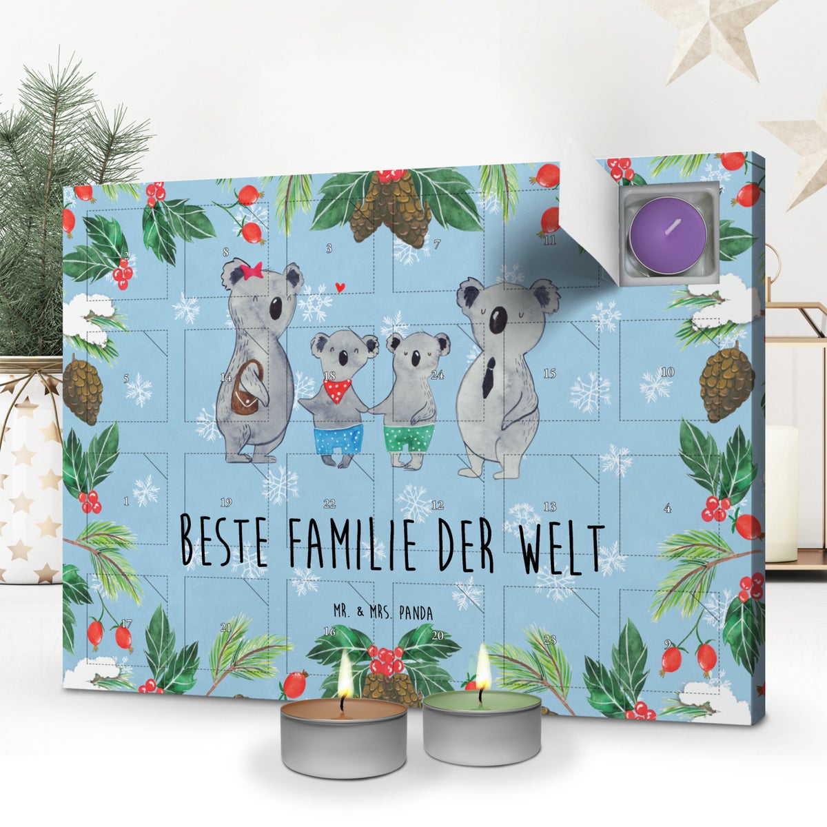 Mr. & Mrs. Panda Geurkaars Adventskalender Koala Familie Twee - Pastelblauw