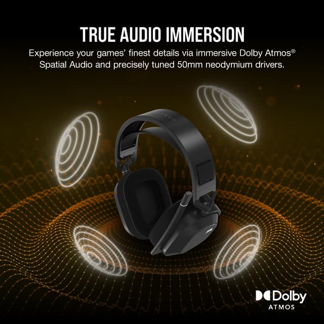 Corsair HS80 Max trådløse gaming-høretelefoner (grå)