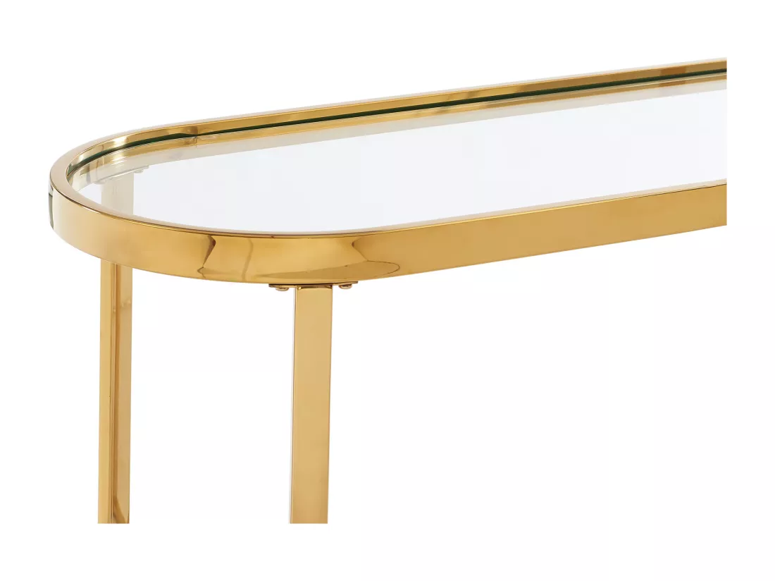 Console en verre trempé et acier inoxydable chromé - Transparent et doré - JOLINY de Pascal Morabito