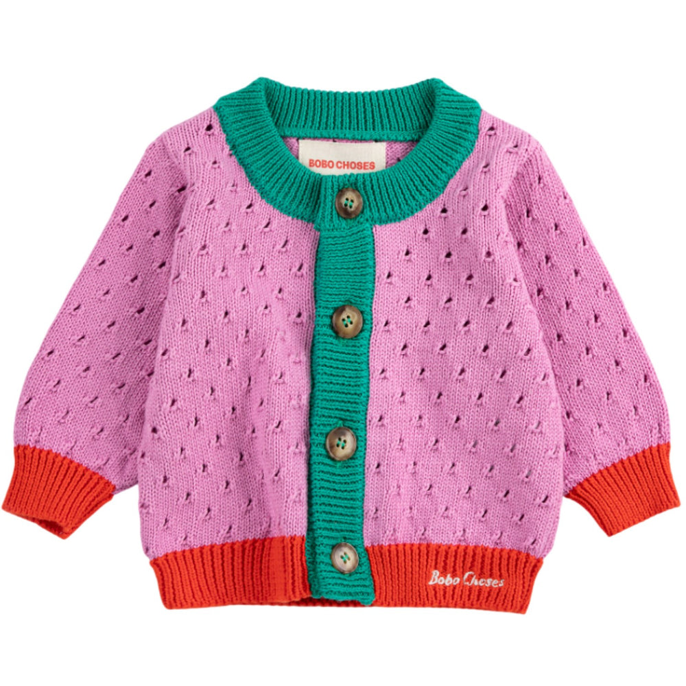 Køb Bobo Choses Multicolor Farve Block Open Work Cardigan