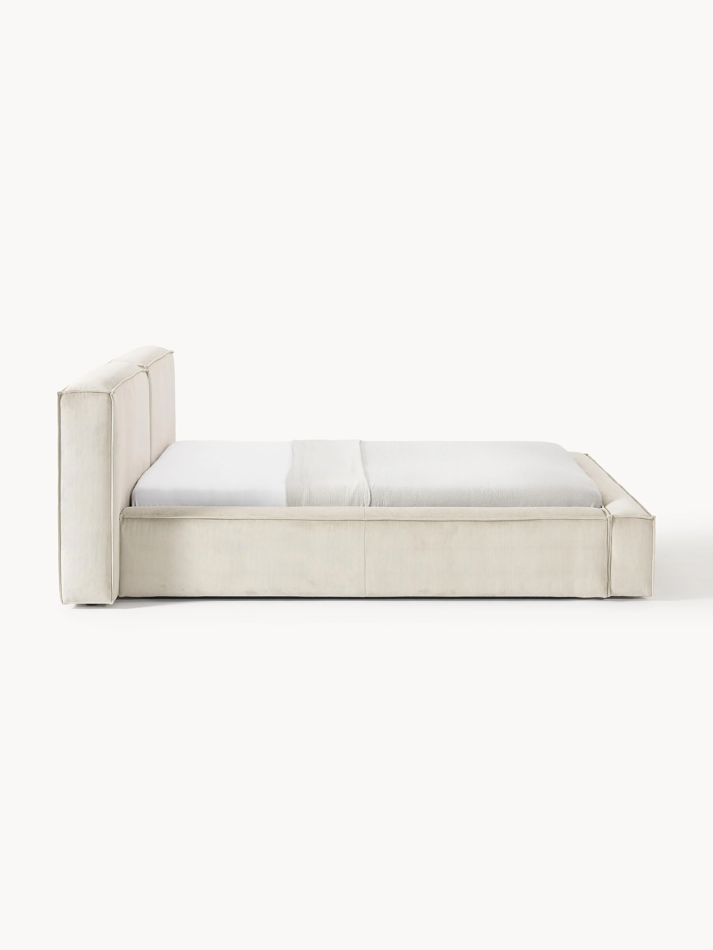 Gestoffeerd bed Lennon van corduroy met opbergfunctie
