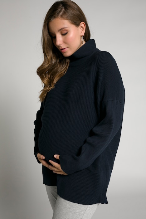 Bellieva-Pullover, Stehkragen, Druckknöpfe, Langarm, GOTS